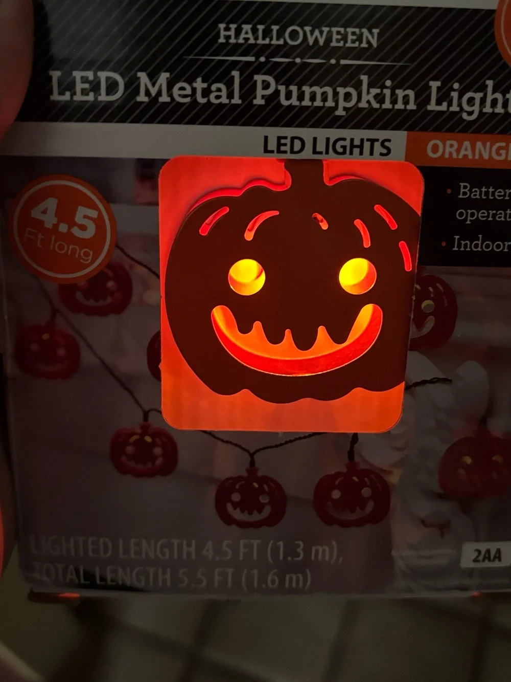 Halloween decorations Metal pumpkin lights NIB